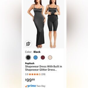 Popilush Black Sculpting Shapewear Dress with Built-In Shaping Shorts